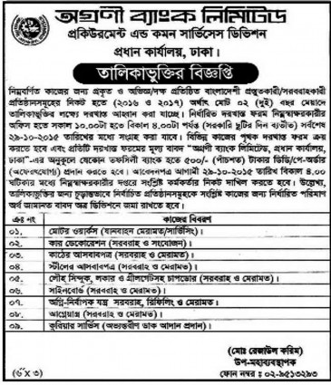অগ্রনী ব্যাংকে তালিকাভুিক্তর বিজ্ঞাপন