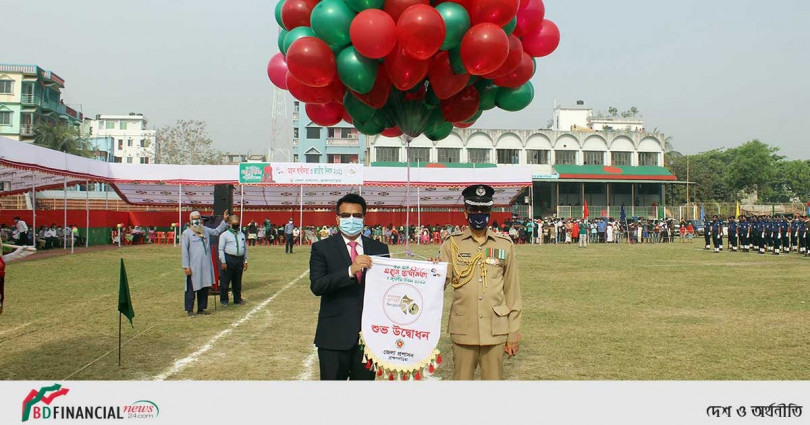 ব্রাহ্মণবাড়িয়ায় জাতীয় পতাকা উত্তোলন ও সম্মিলিত কুচকাওয়াজ অনুষ্ঠিত