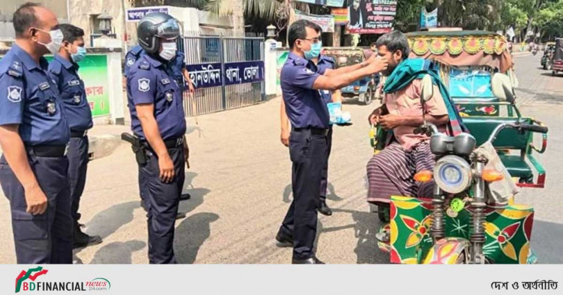 লকডাউন কর্মসুচি বাস্তবায়নে ভোলায় পুলিশি কার্যক্রম অব্যাহত