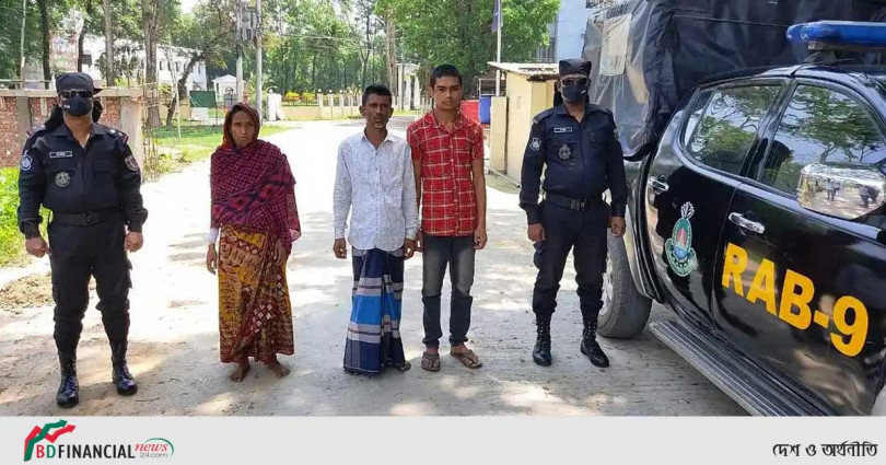 তাহিরপুরে গৃহবধূ হত্যার ঘটনায় র‍্যাব-৯ এর হাতে আটক ৩