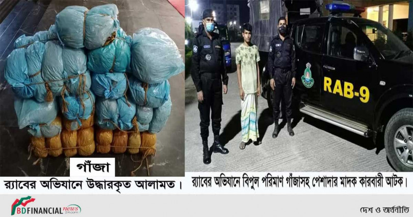 নবীগঞ্জে র‌্যাবের হাতে ৫১ কেজি গাঁজাসহ ব্রাহ্মণবাড়িয়ার যুবক গ্রেপ্তার