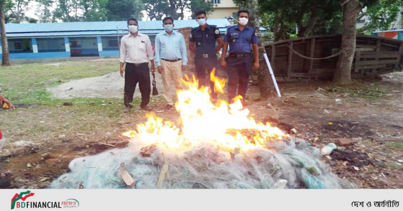 বিষখালী নদী থেকে ২৫হাজার মিটার কারেন্ট জাল জব্দ