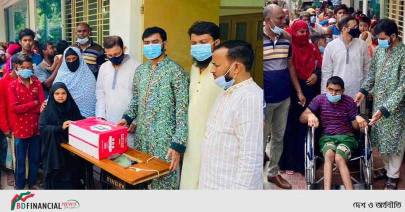 দুস্থ মানুষের মাঝে খাবার, হুইলচেয়ার ও সেলাই মেশিন বিতরণ করলেন এম. এ. রাজ্জাক খান রাজ