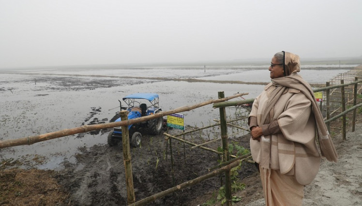 টুঙ্গিপাড়ায় পৈতৃক জমিতে প্রধানমন্ত্রী